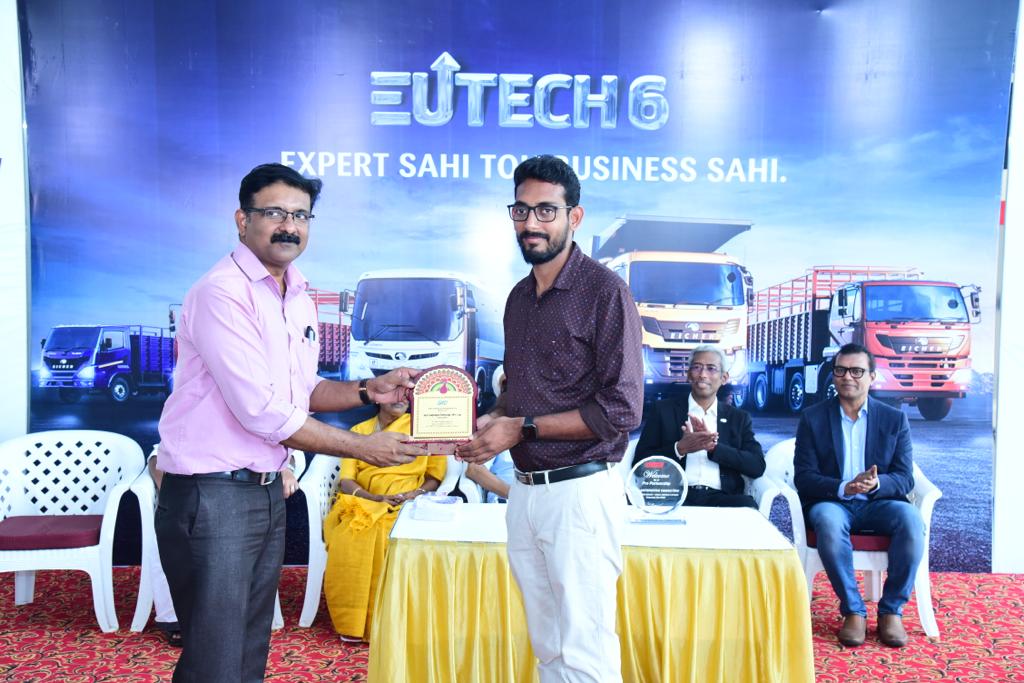 Honour receiving from Mr Georgee, Area Service Manager, Volvo Eicher Kerala